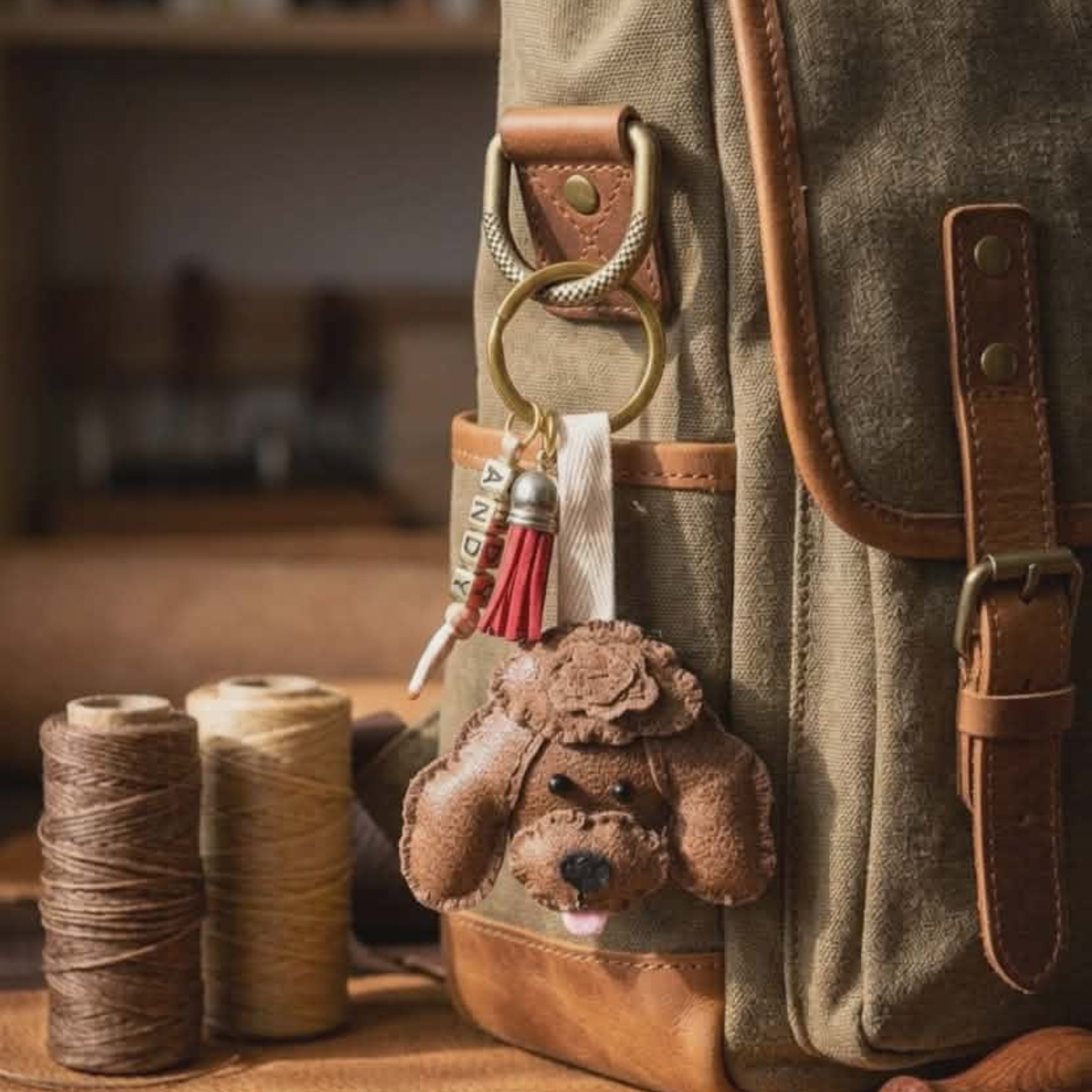 Portachiavi Cane Personalizzato in Eco Pelle Fatto a Mano